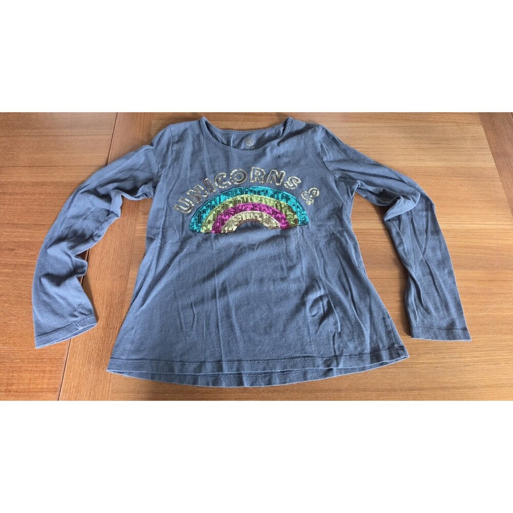 Total Girl Long Sleeve Unicorns & Rainbow Long Sleeve Top Size L 14 1/2 - 16 1/2